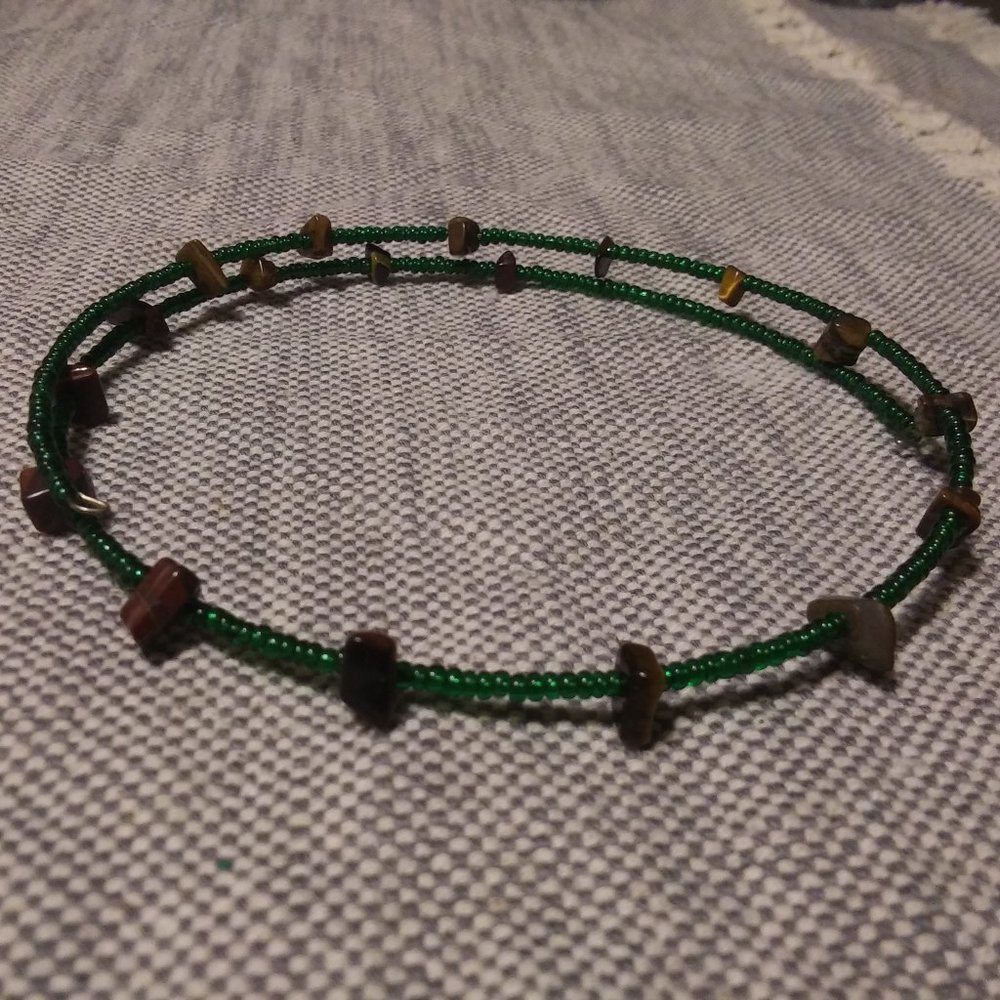Tiger Eye and Green Beads Choker